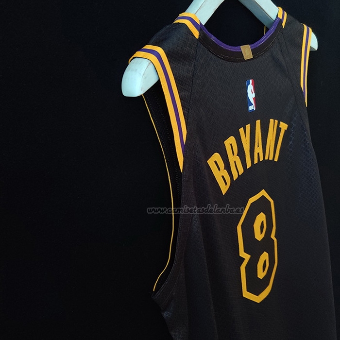 Camiseta Los Angeles Lakers Kobe Bryant NO 8 Black Mamba Autentico Negro